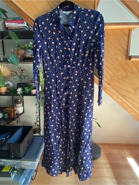 Boden Navy Polka Dot Button-Front Dress